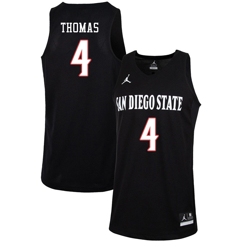 Jordan Brand Men #4 Malcolm Thomas San Diego State Aztecs College Basketball Jerseys-Black - Click Image to Close